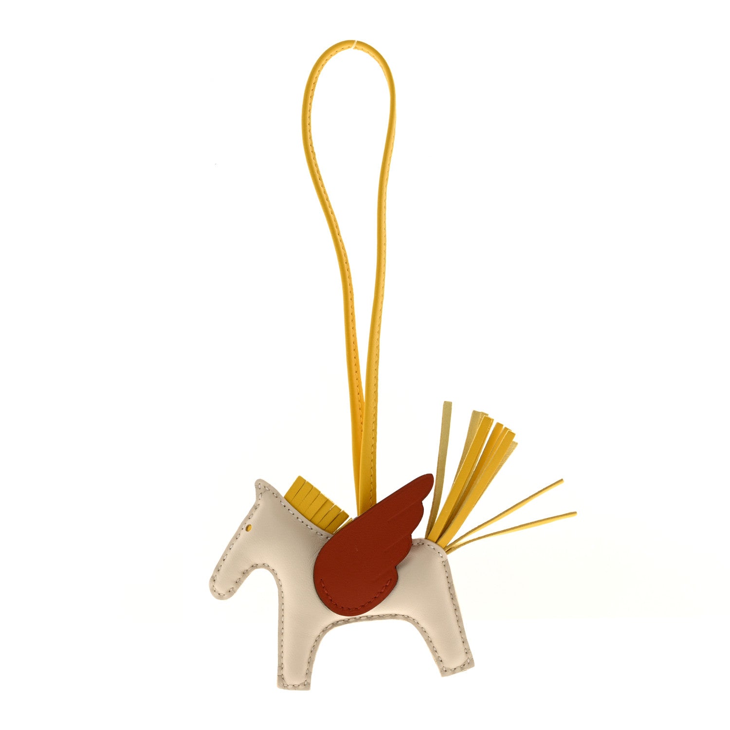 Hermes Milo Lambskin Grigri Rodeo Pegase Horse Bag Charm PM Craie Jaune de Naples Cuivre 1 of 5