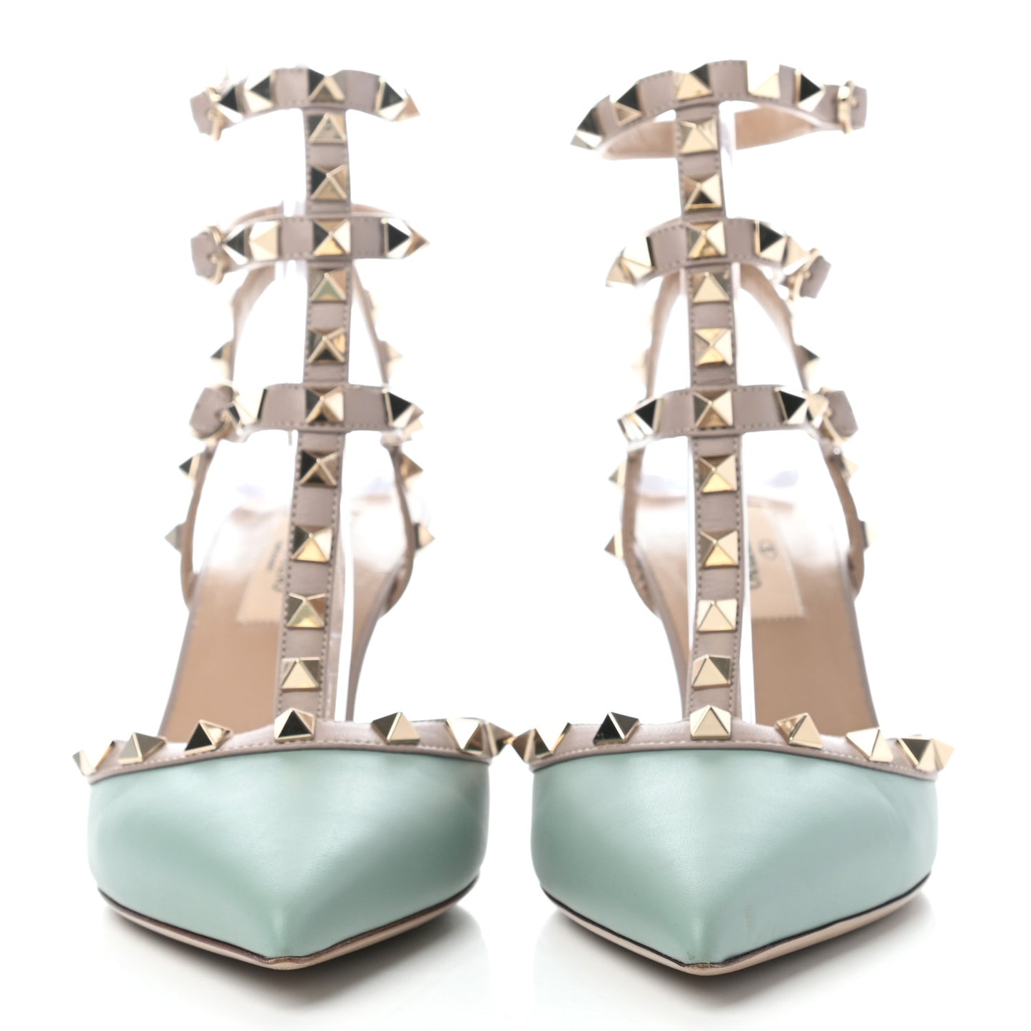 Nappa Rockstud Ankle Strap 65mm Pumps 37 Morning Dew Poudre