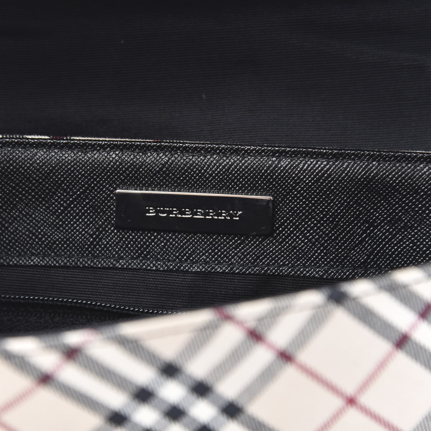 Burberry Calfskin Nova Check Shoulder Bag Black 6 of 10