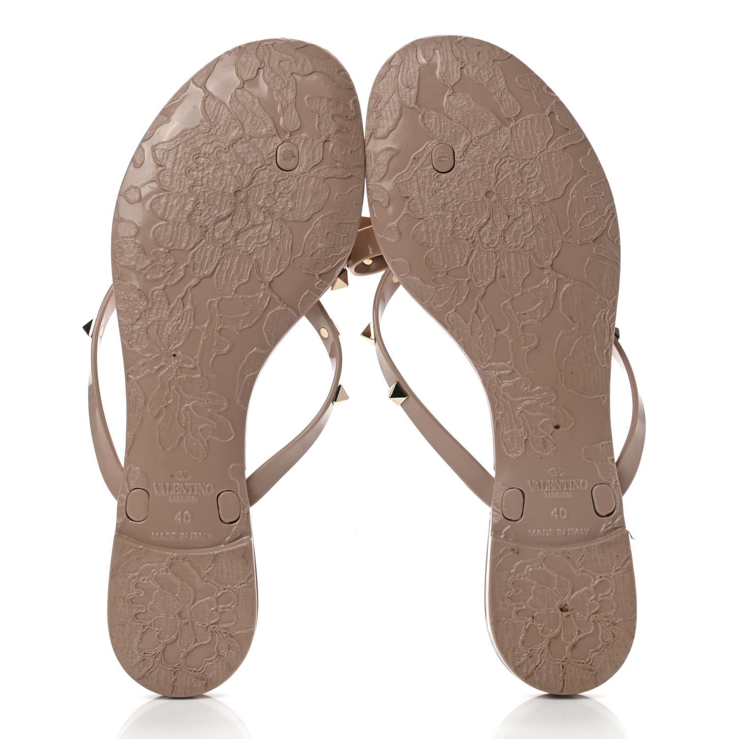PVC Jelly Rockstud Bow Thong Sandals 40 Poudre