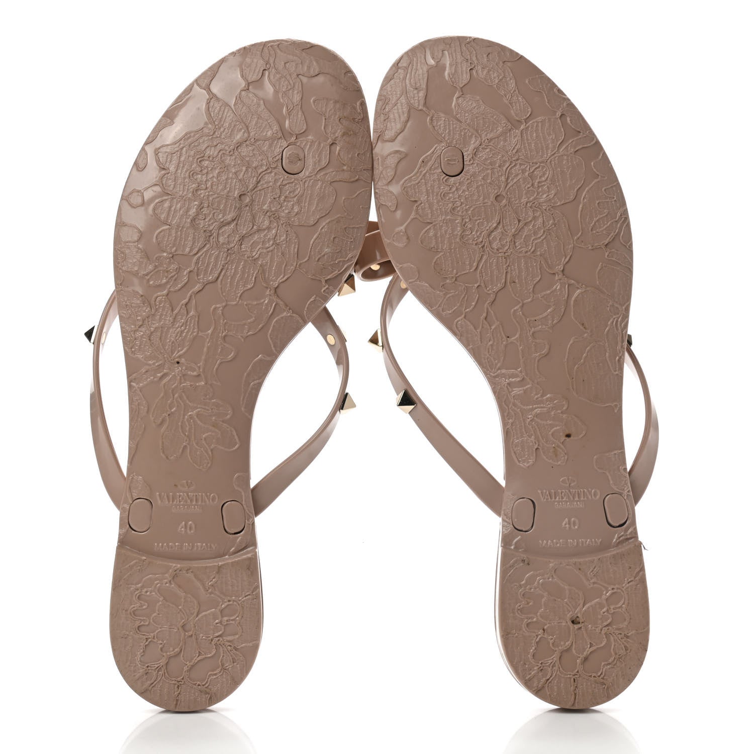 Valentino Garavani PVC Jelly Rockstud Bow Thong Sandals 40 Poudre 5 of 9