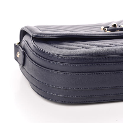 Chanel Calfskin Chevron Quilted Messenger Flap Navy 8 of 10