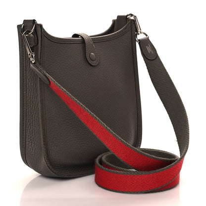 Hermes Taurillon Clemence Amazone Evelyne TPM Etain Rouge Casaque 3 of 16