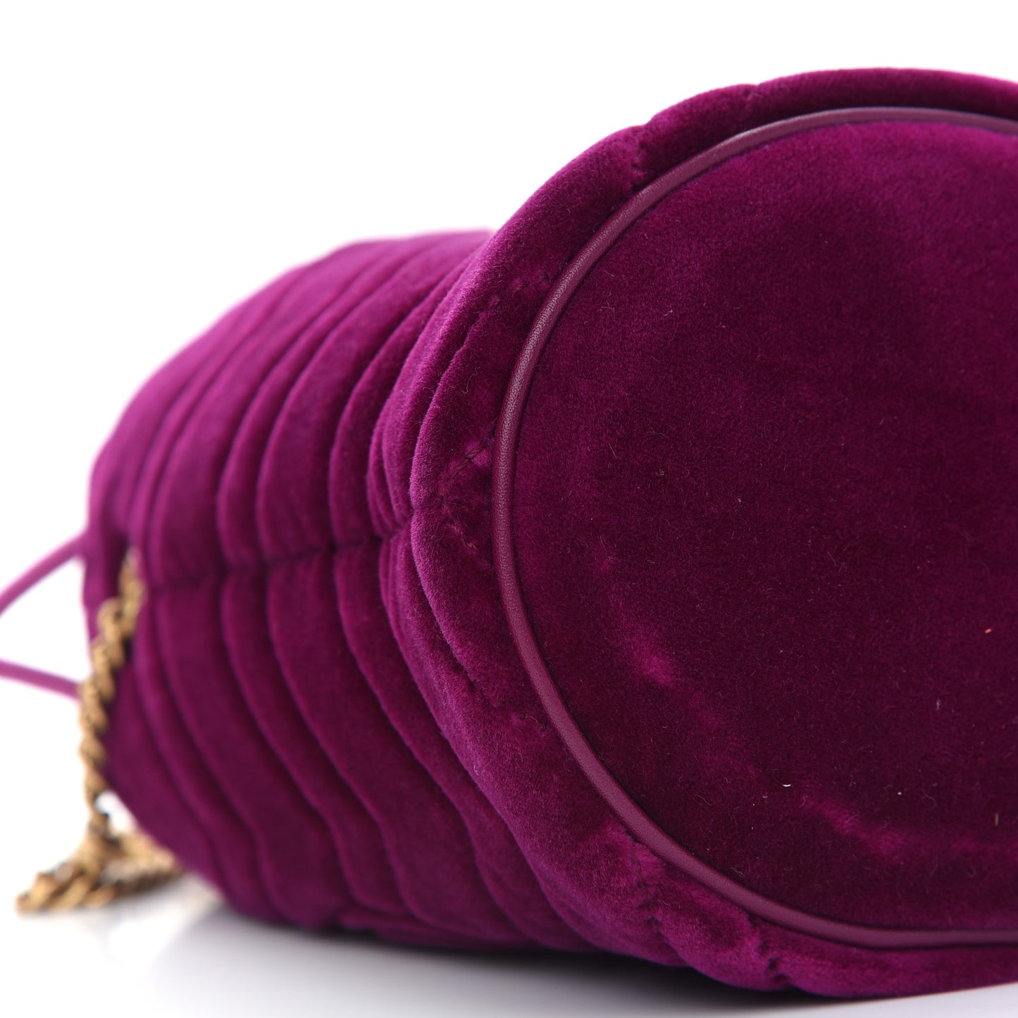 Velvet Matelasse Mini GG Marmont 2.0 Bucket Bag Fuchsia Violet Cyclamen