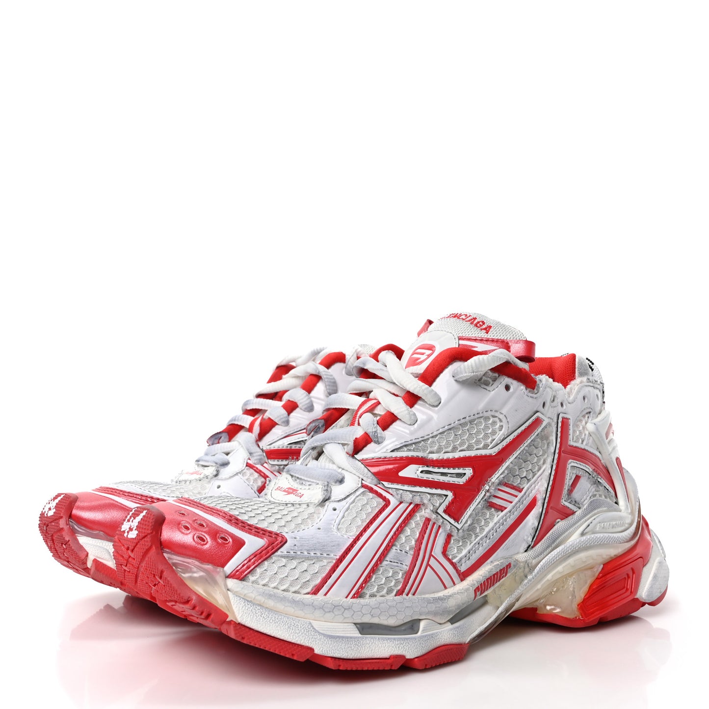 Mesh Rubber Bi-Color Mens Runner Sneakers 41 Red White