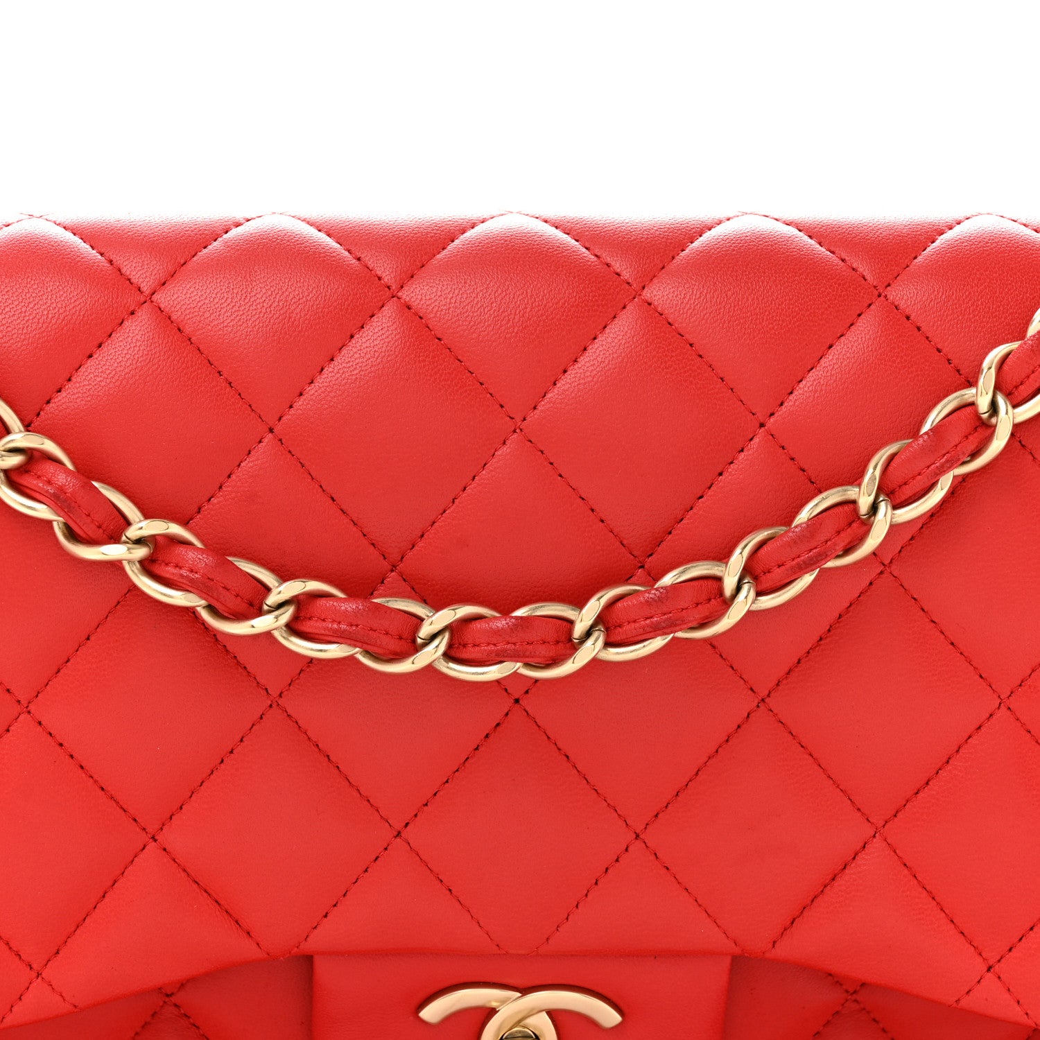 Chanel Lambskin Quilted Jumbo Double Flap Red 8 of 14