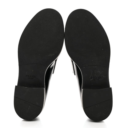 Prada Spazzolato Metal Triangle Logo 50mm Loafers 38 Black 5 of 8