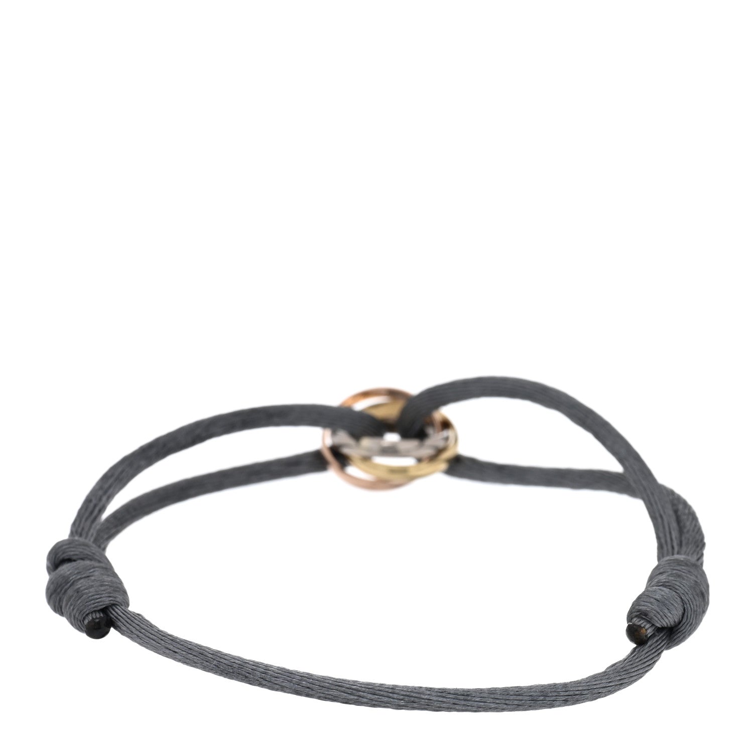Cartier 18k Pink Yellow White Gold Trinity Adjustable Cord Bracelet Grey 2 of 4