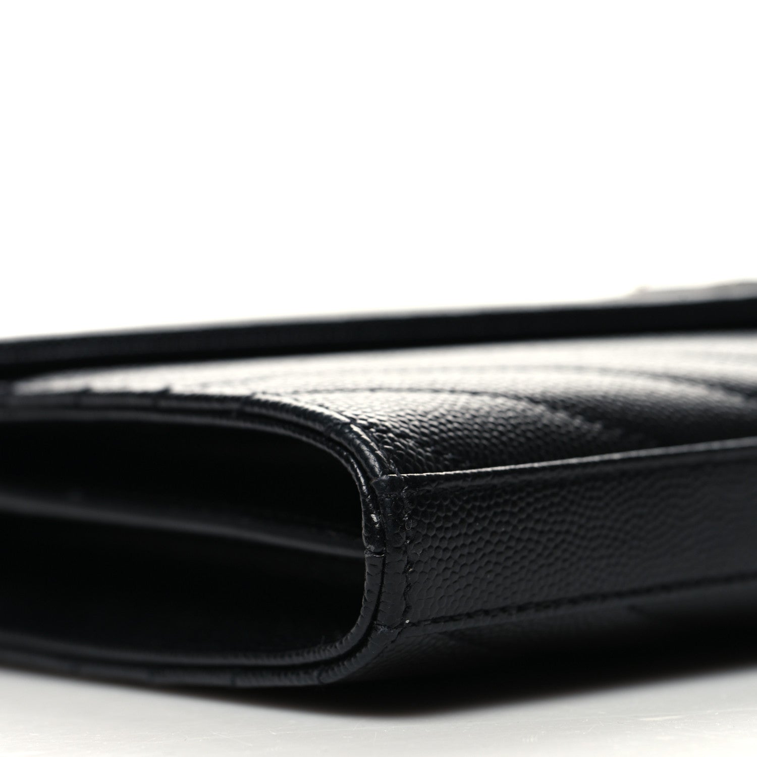 Saint Laurent Grain De Poudre Matelasse Chevron Monogram Chain Wallet Black 10 of 11