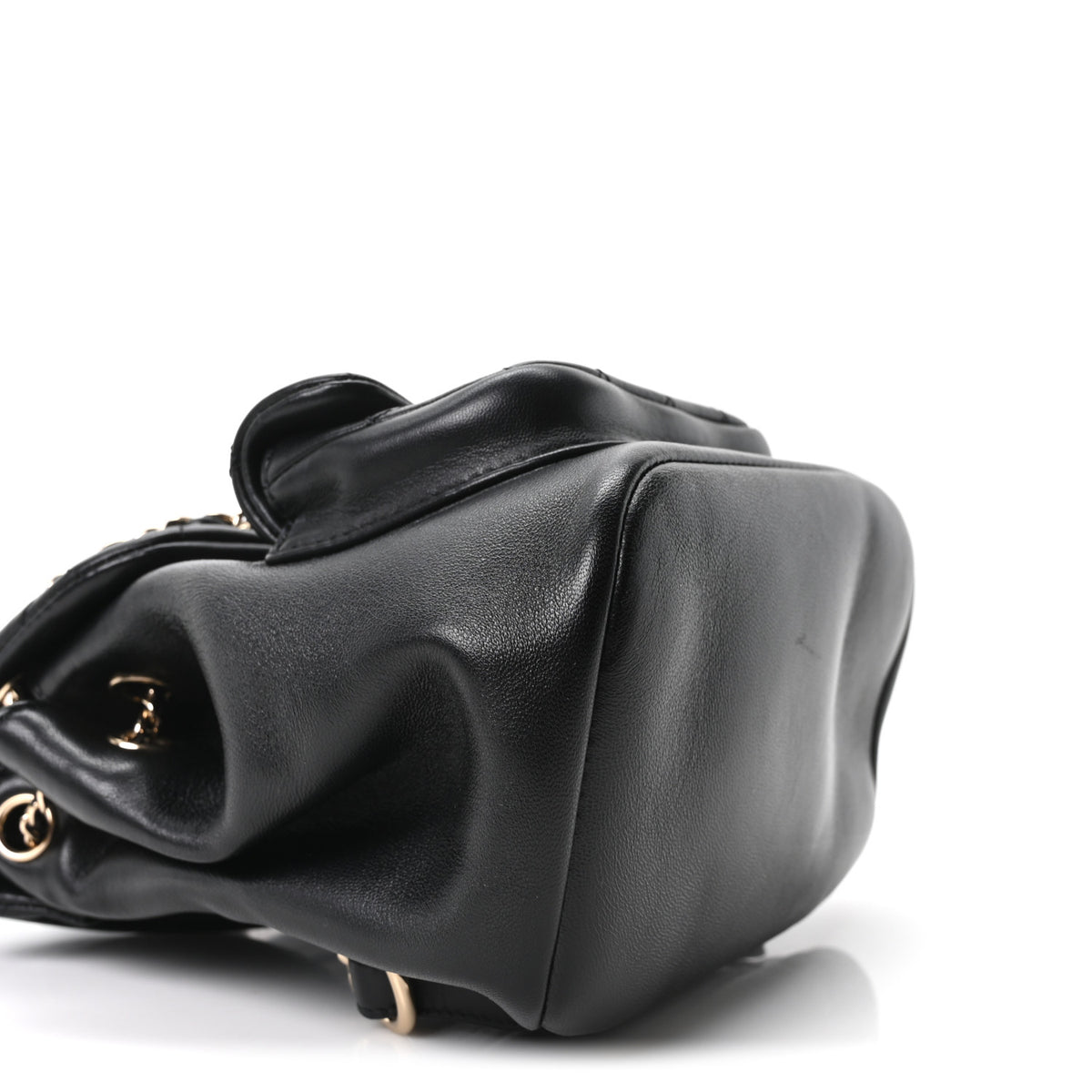 Lambskin Quilted Small Duma Drawstring Backpack Black