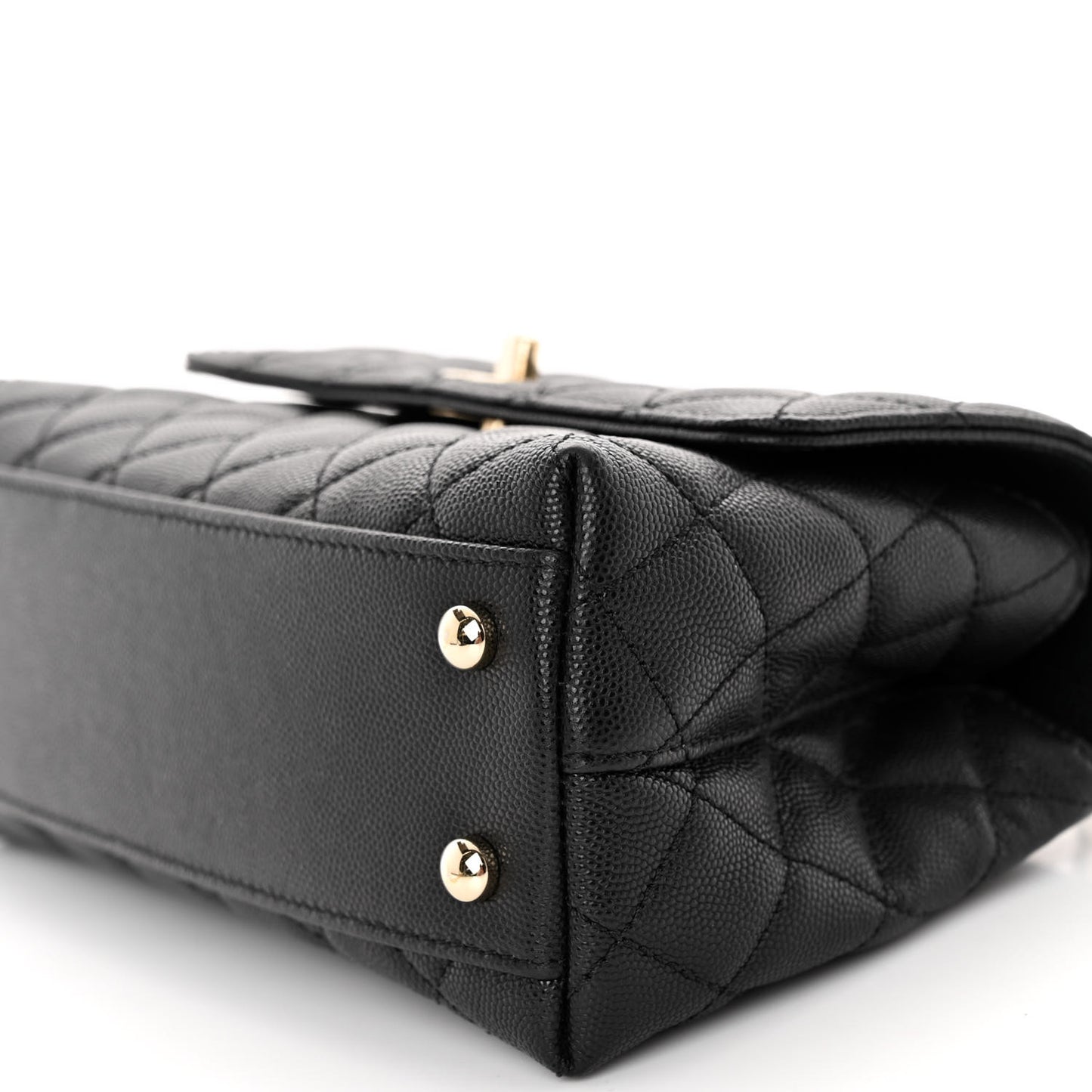 Caviar Quilted Mini Coco Handle Flap Black