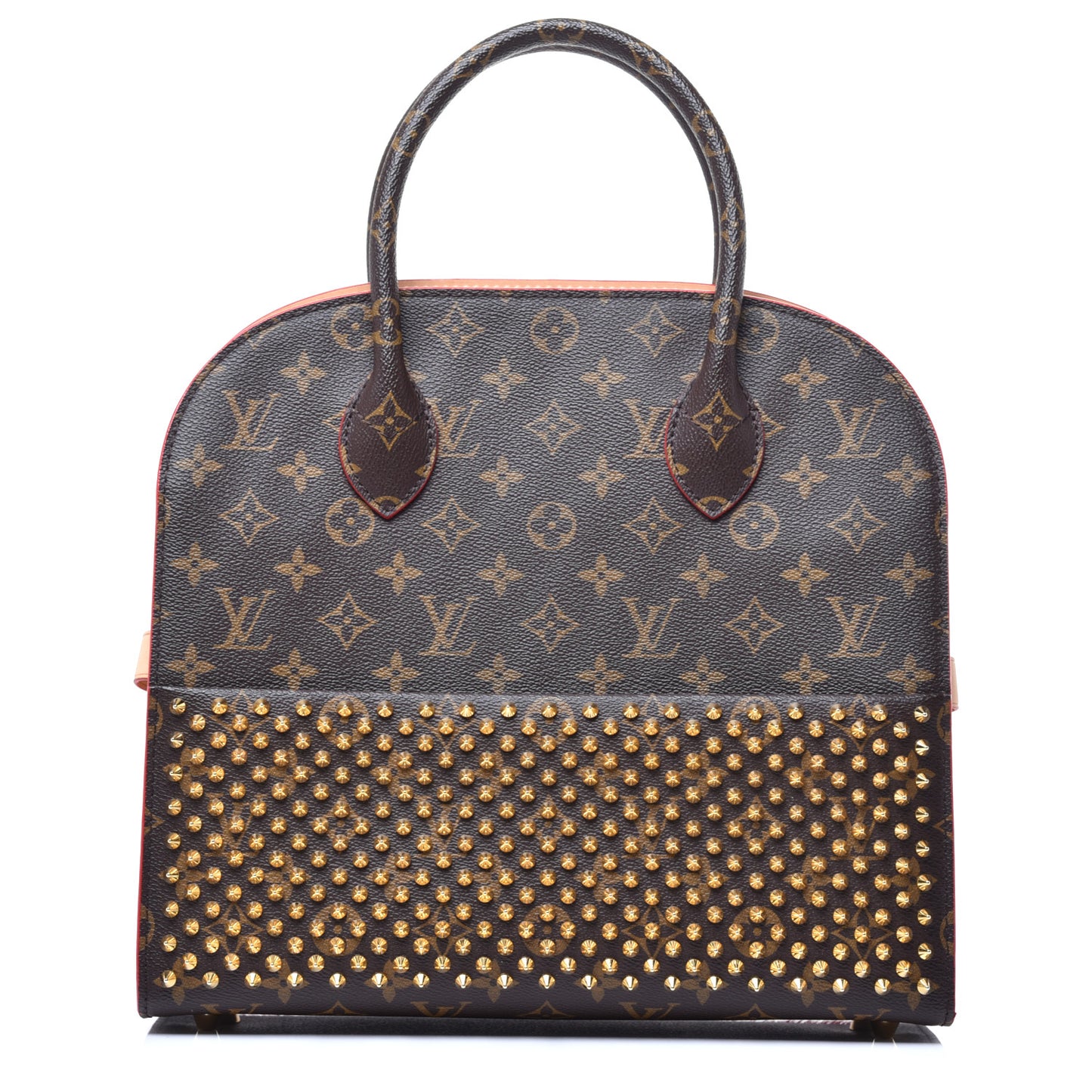 Monogram Calf Hair Spikes Iconoclasts Christian Louboutin Tote Red