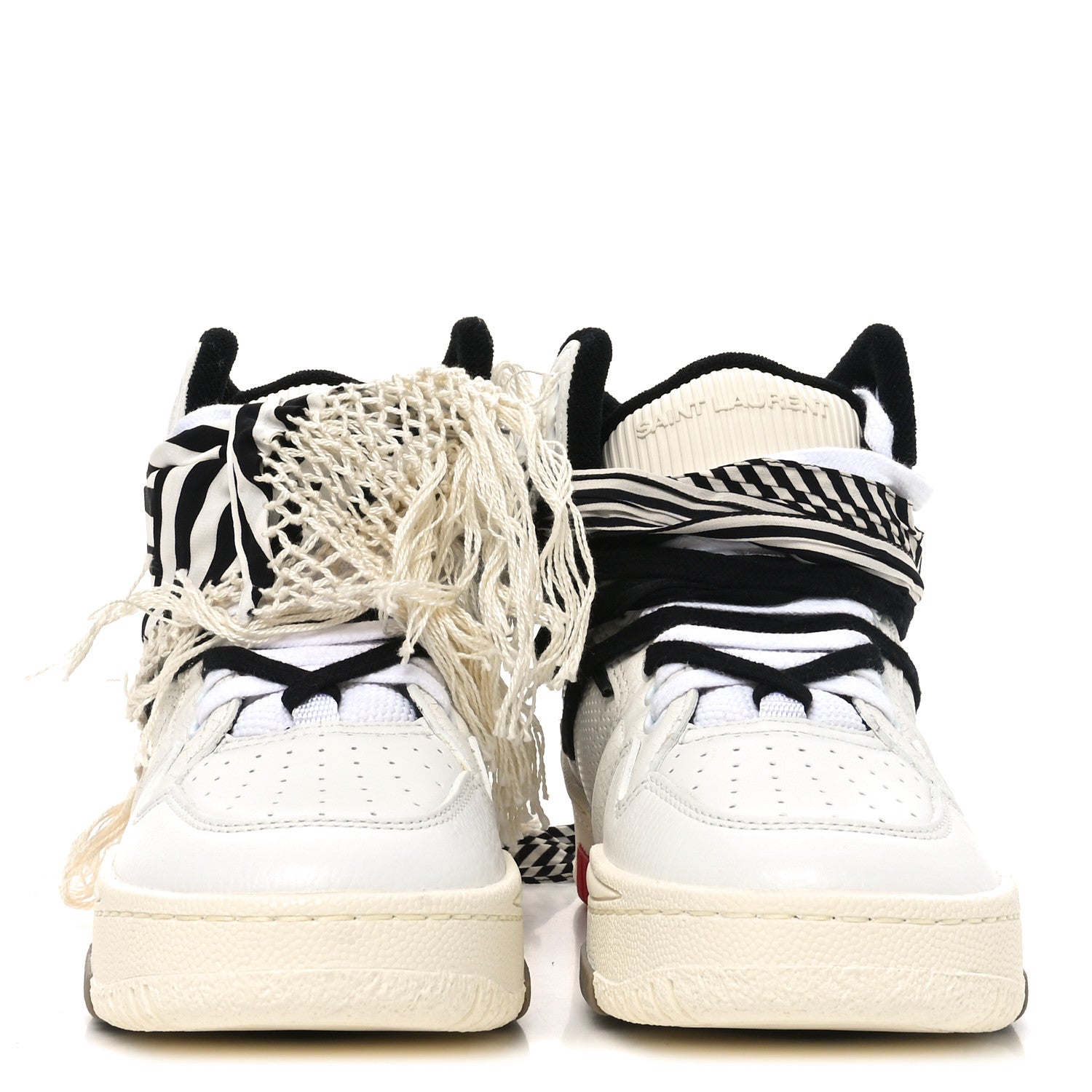 Saint Laurent Calfskin Smith High Top Sneakers 36.5 White Black 3 of 9
