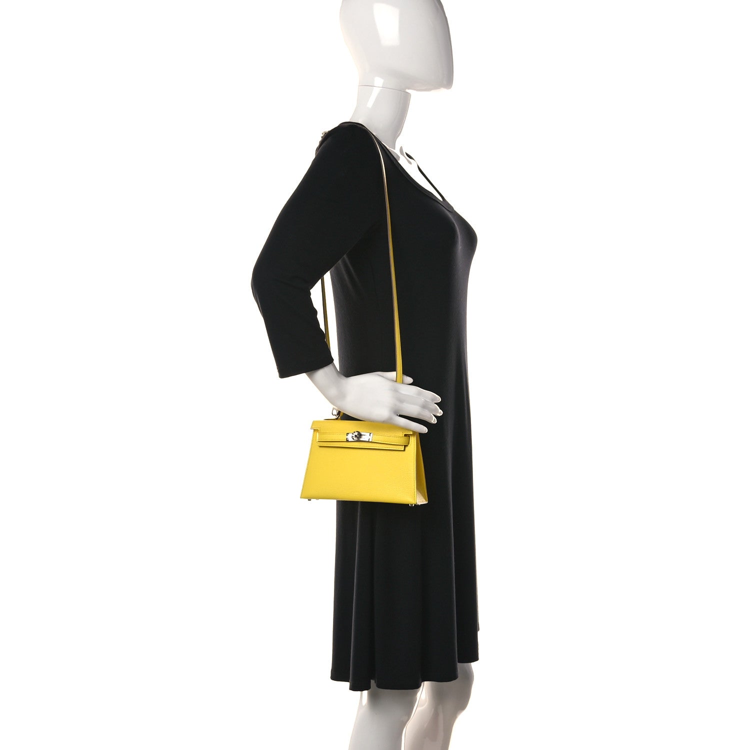 Hermes Chevre Mysore Mini Kelly Sellier 20 Jaune Citron 3 of 32