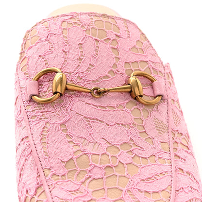 Gucci Lace Malaga Kid Womens Princetown Slippers 38 Sugar Pink Skin Rose 9 of 21