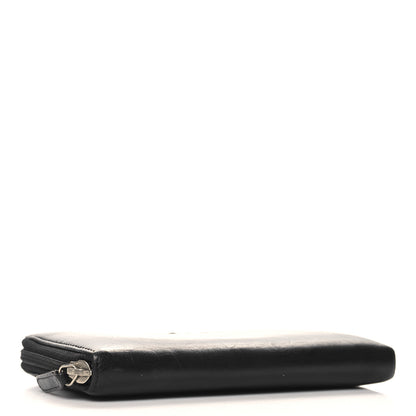 Chanel Lambskin Camellia Embossed Large Zip Around Gusset Wallet Black 4 of 10
