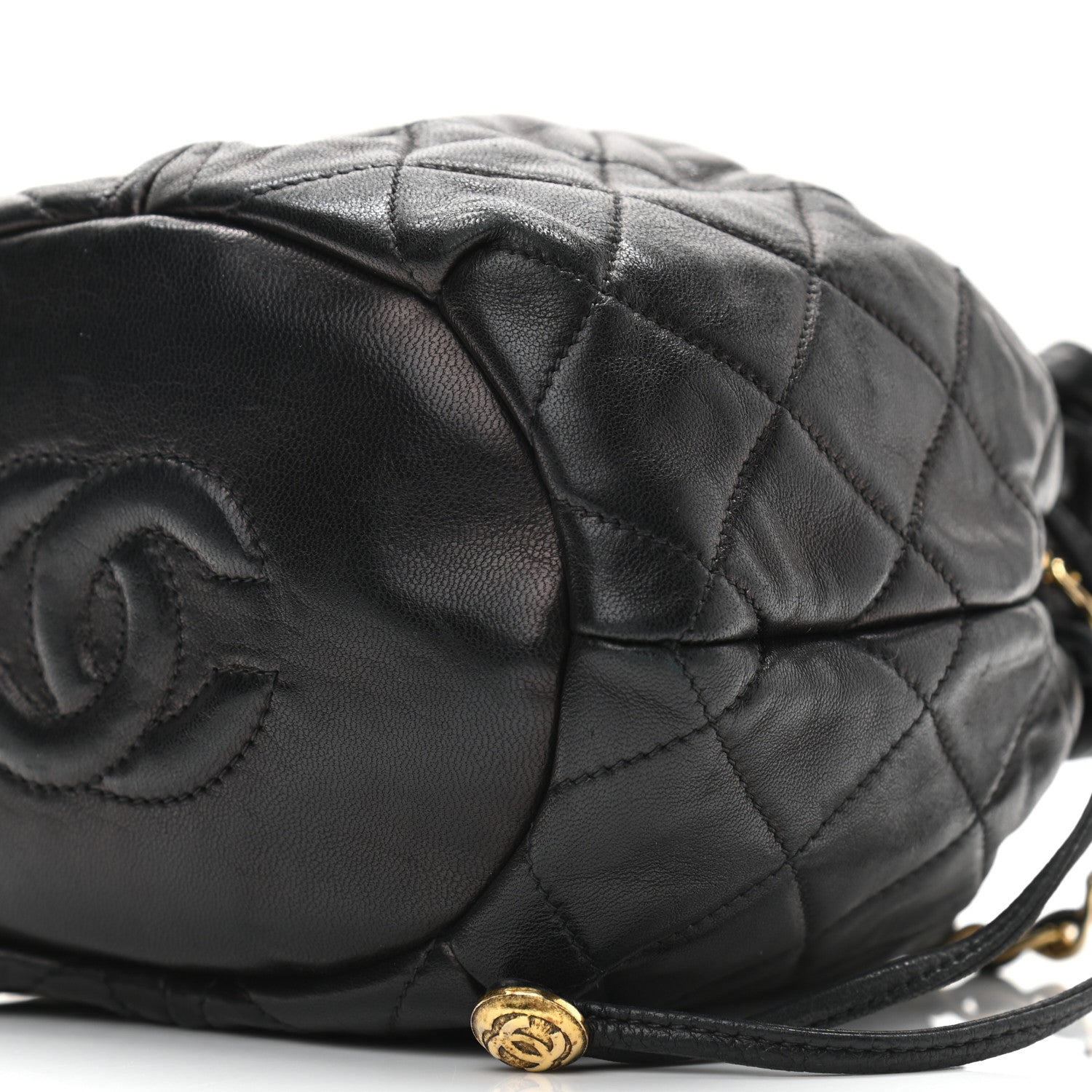 Chanel Lambskin Quilted Drawstring Shoulder Bag Black 11 of 12