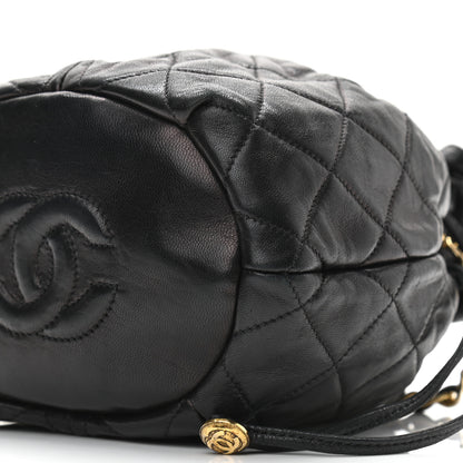 Chanel Lambskin Quilted Drawstring Shoulder Bag Black 11 of 12