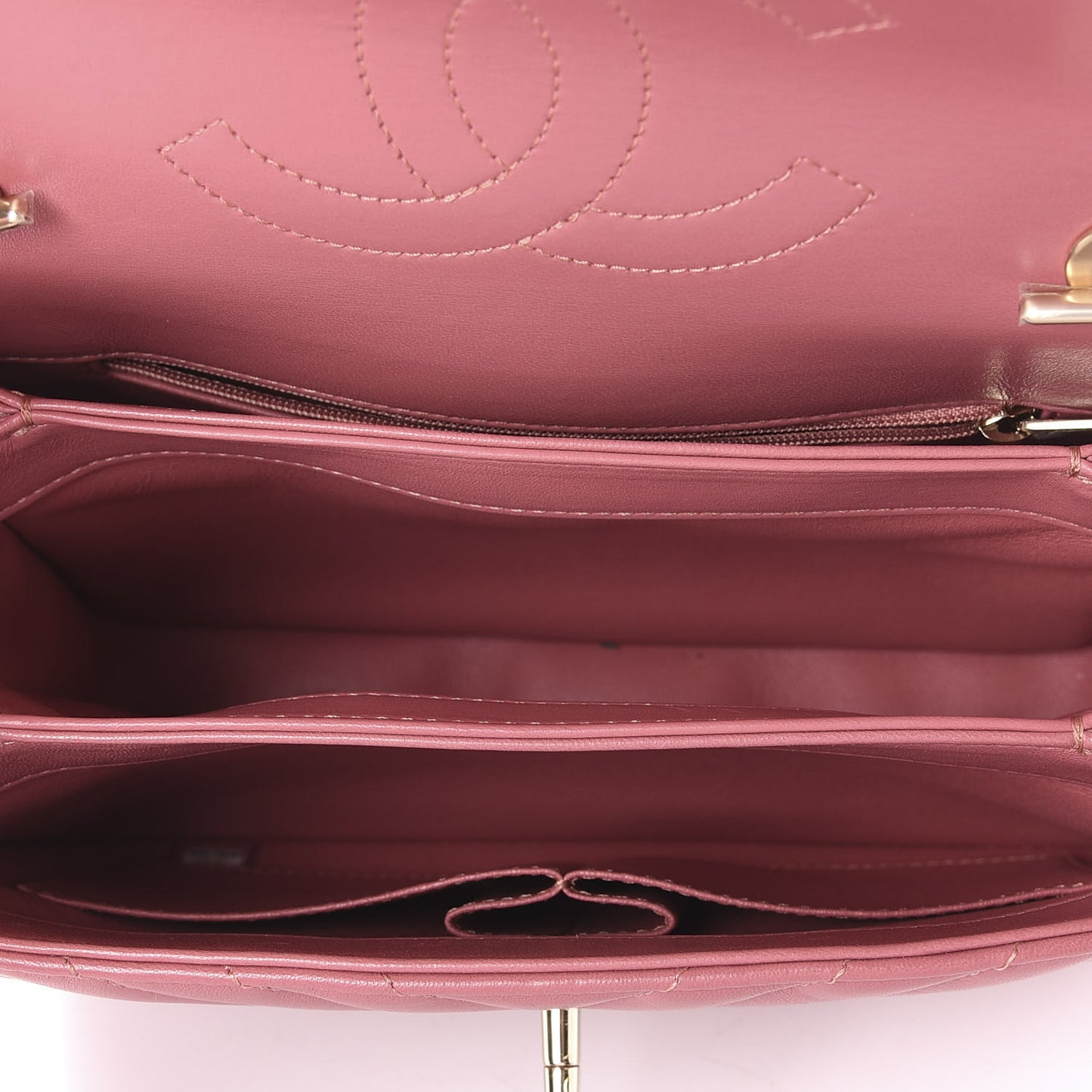 Lambskin Chevron Quilted Small Trendy CC Dual Handle Flap Bag Light Pink