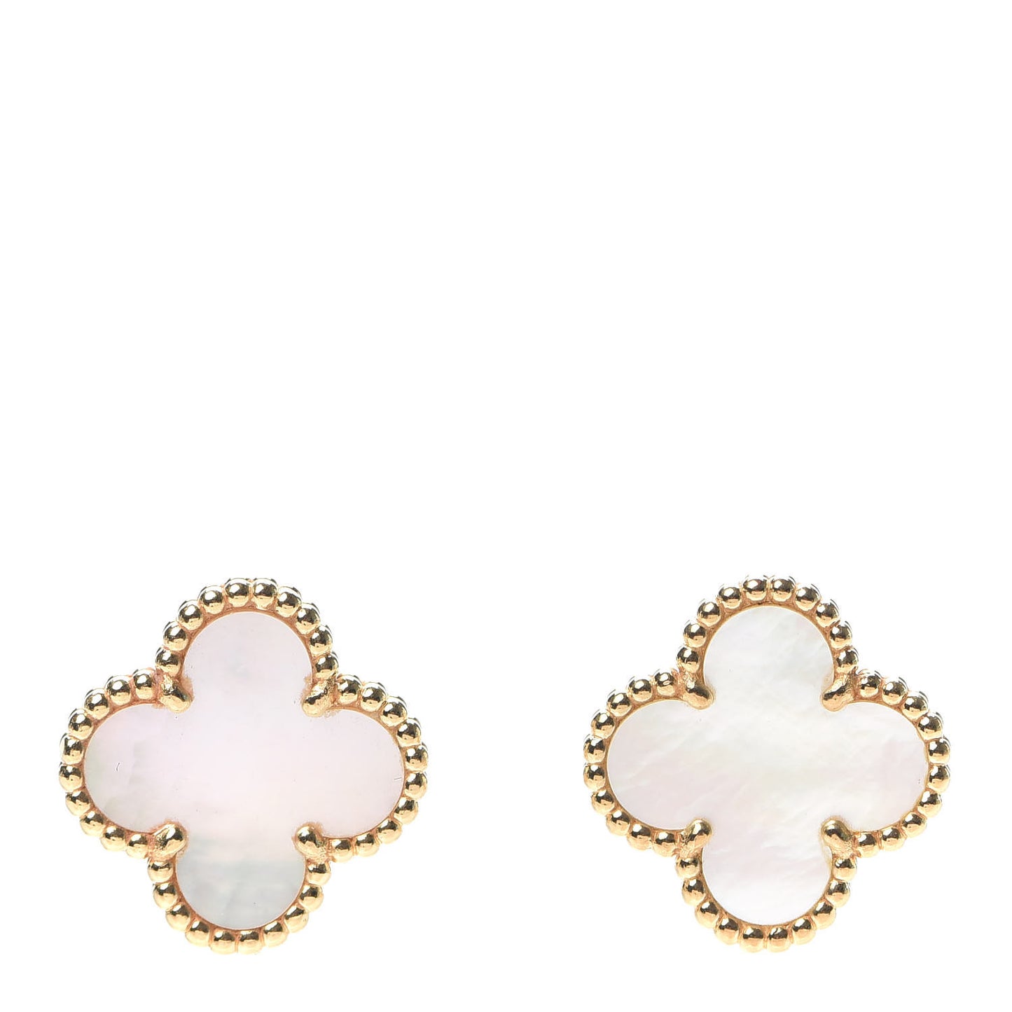 18K Yellow Gold Mother of Pearl Vintage Alhambra Earrings