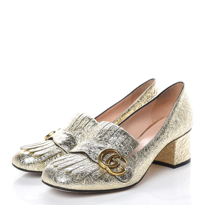 Gucci Galassia GG Marmont Fringe 50mm Loafer Pumps 38.5 Platino 3 of 12