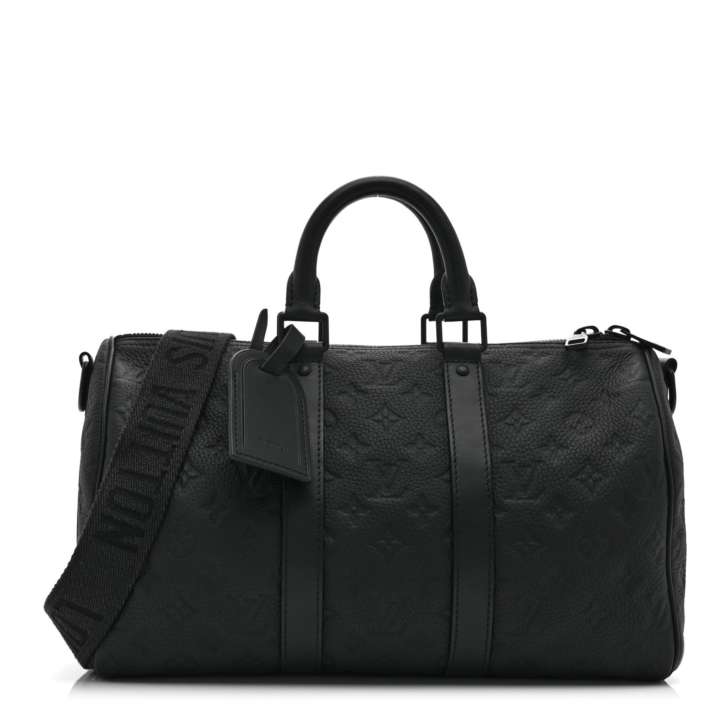 Louis Vuitton Monogram Taurillon Keepall Bandouliere 35 Black 1 of 9