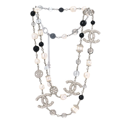 Chanel Pearl Crystal CC Textured Beaded Long Necklace 2 of 5