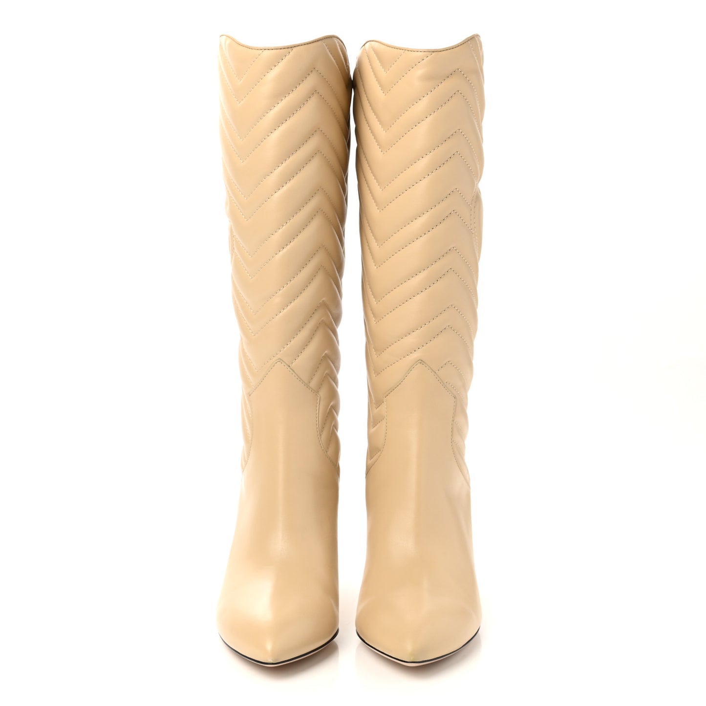 Nappa Matelasse Nina Low Heel Pointy Boots 37 Sand Storm