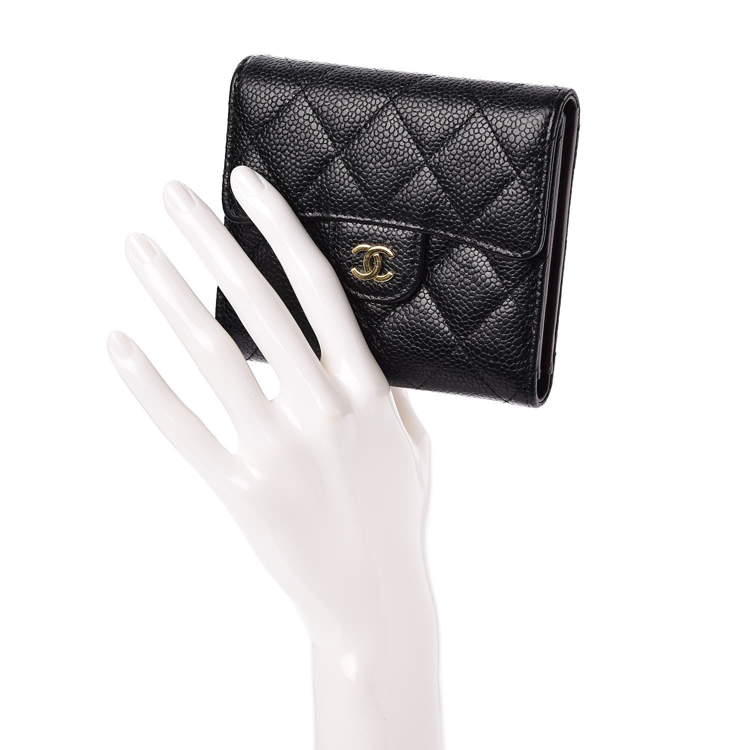 Chanel Caviar Quilted Compact Flap Wallet Black 2 of 9