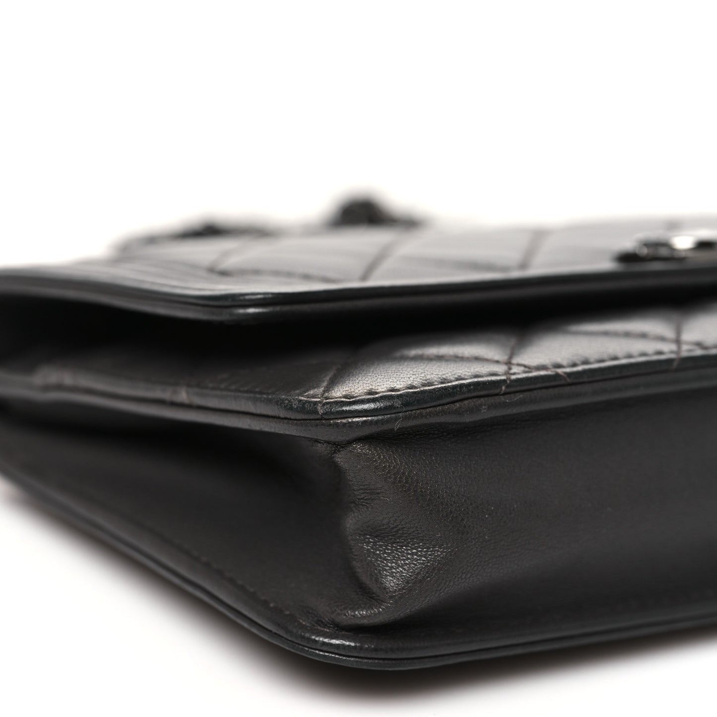 Lambskin Quilted Boy Wallet On Chain WOC Dark Grey