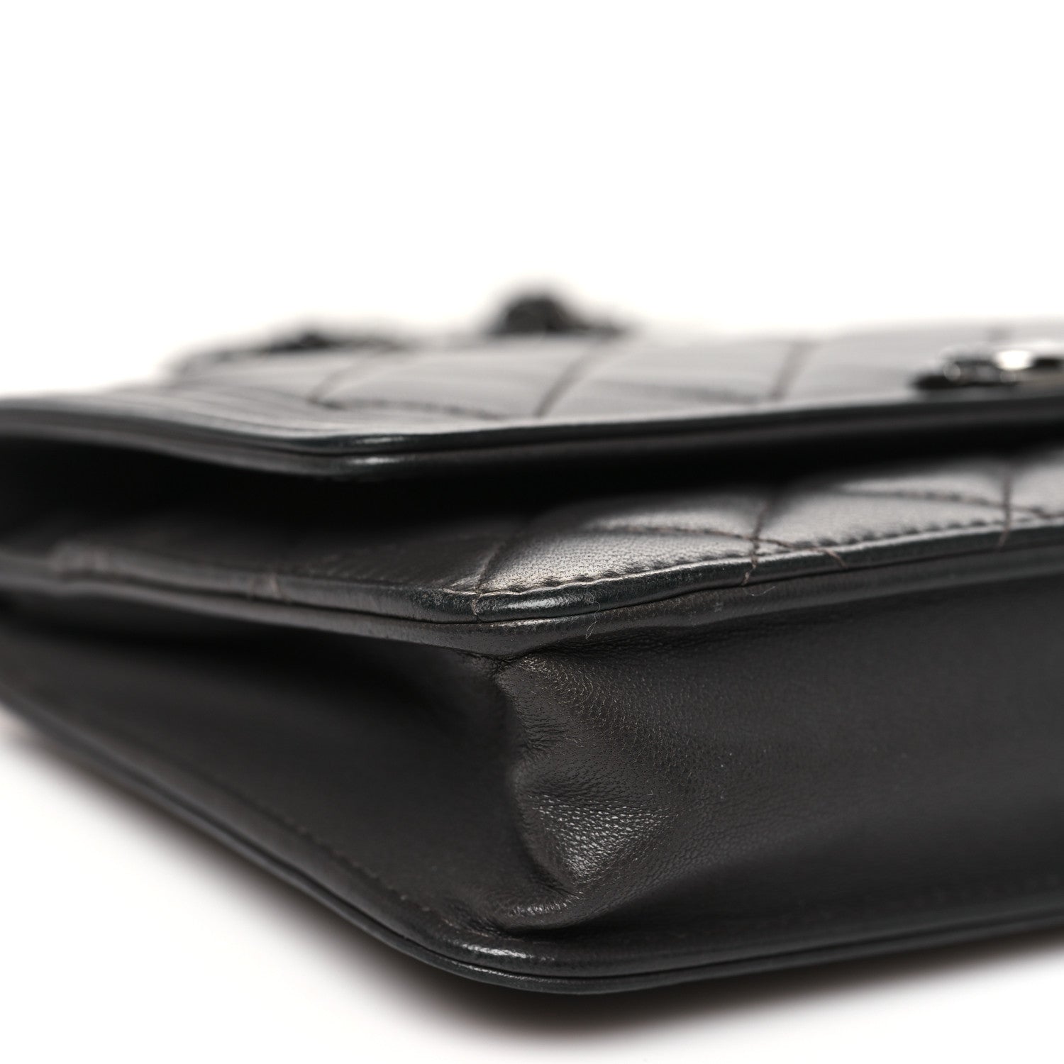 Chanel Lambskin Quilted Boy Wallet On Chain WOC Dark Grey 10 of 14