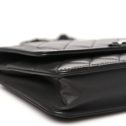 Chanel Lambskin Quilted Boy Wallet On Chain WOC Dark Grey 10 of 14