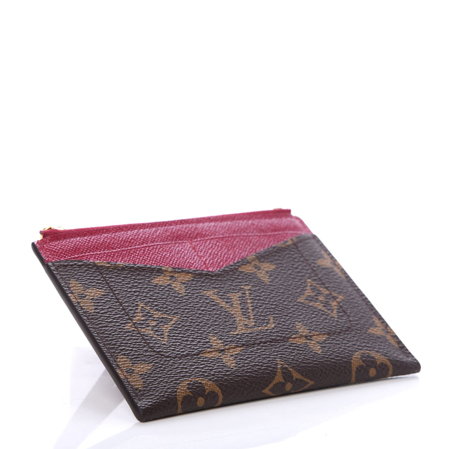 Monogram Zipped Card Holder Fuchsia