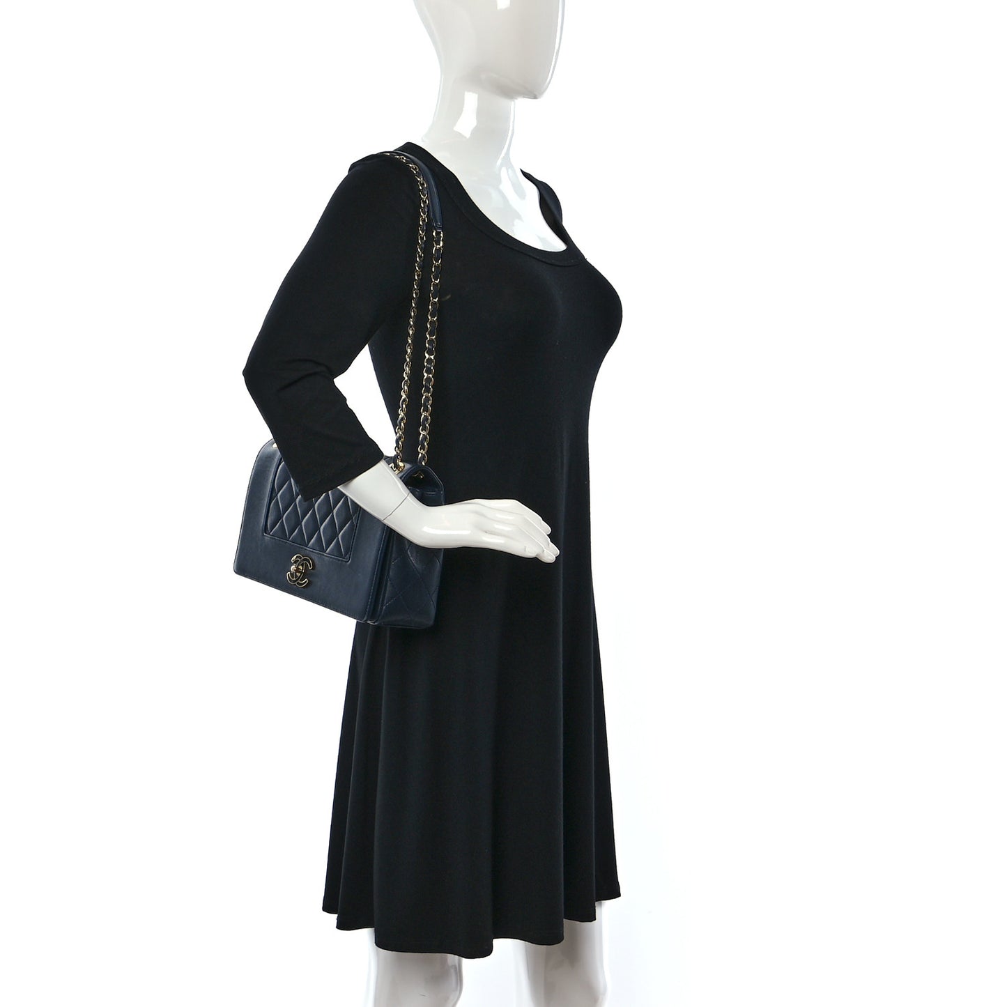 Sheepskin Quilted Vintage Mademoiselle Flap Dark Navy