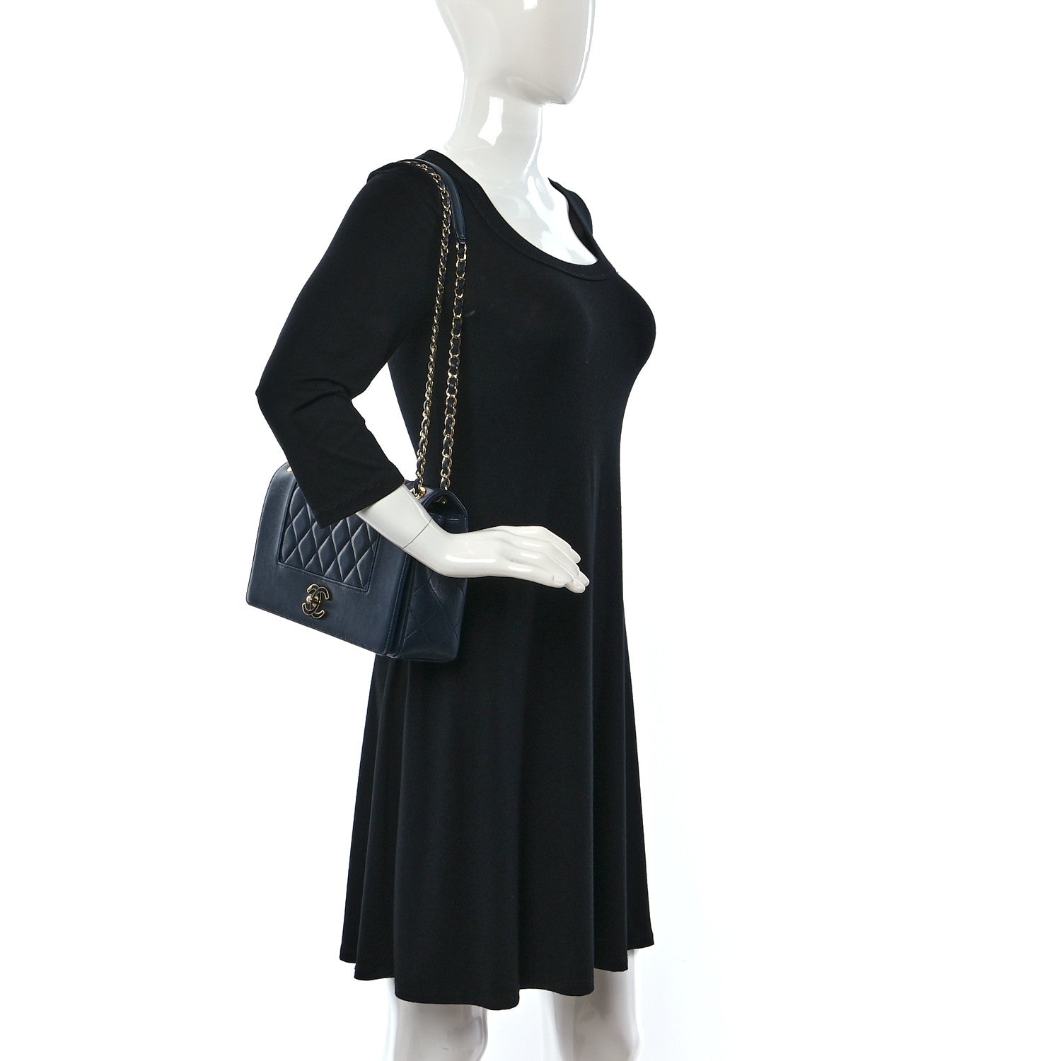 Chanel Sheepskin Quilted Vintage Mademoiselle Flap Dark Navy 2 of 10