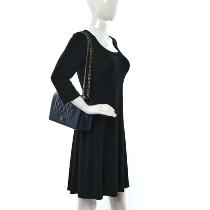 Chanel Sheepskin Quilted Vintage Mademoiselle Flap Dark Navy 2 of 10