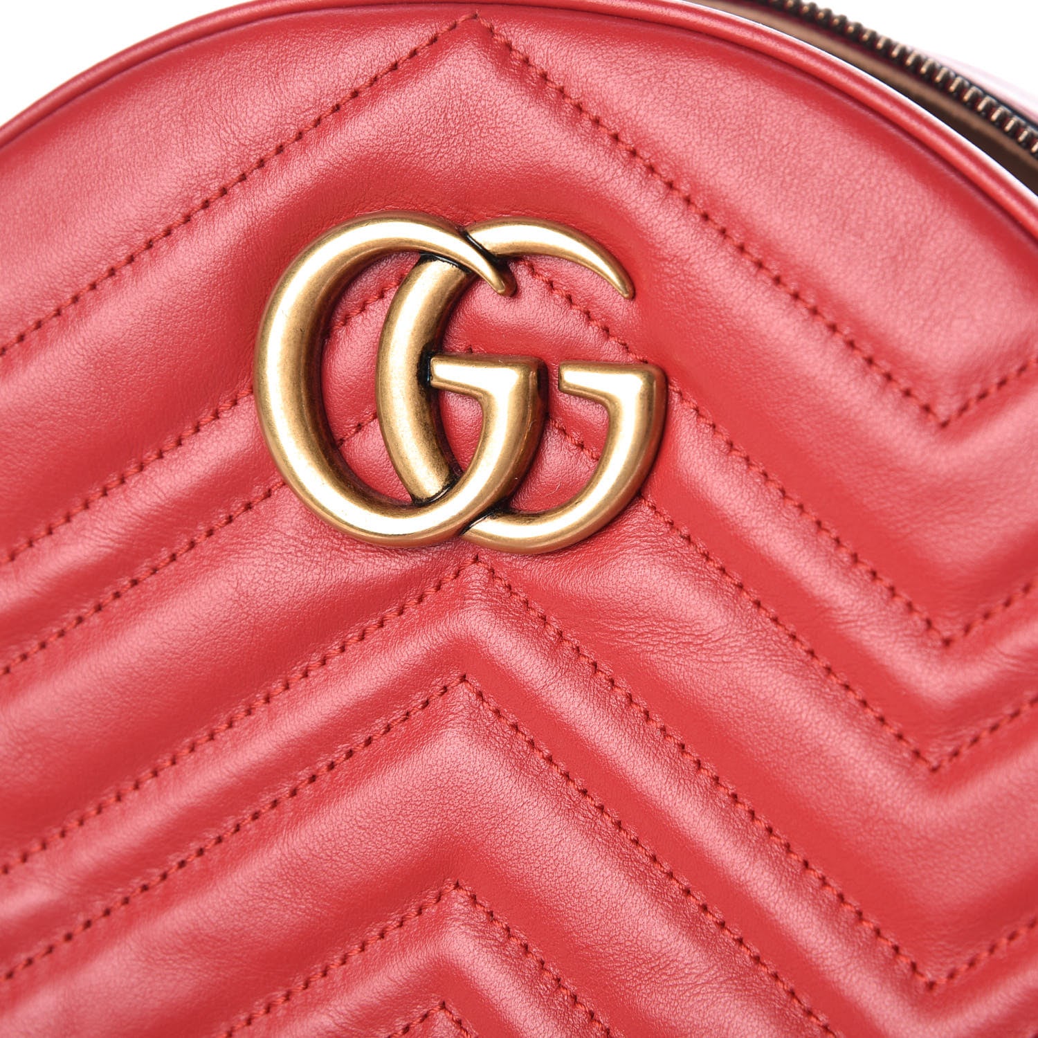 Gucci Calfskin Matelasse GG Marmont Dome Backpack Hibiscus Red 8 of 9
