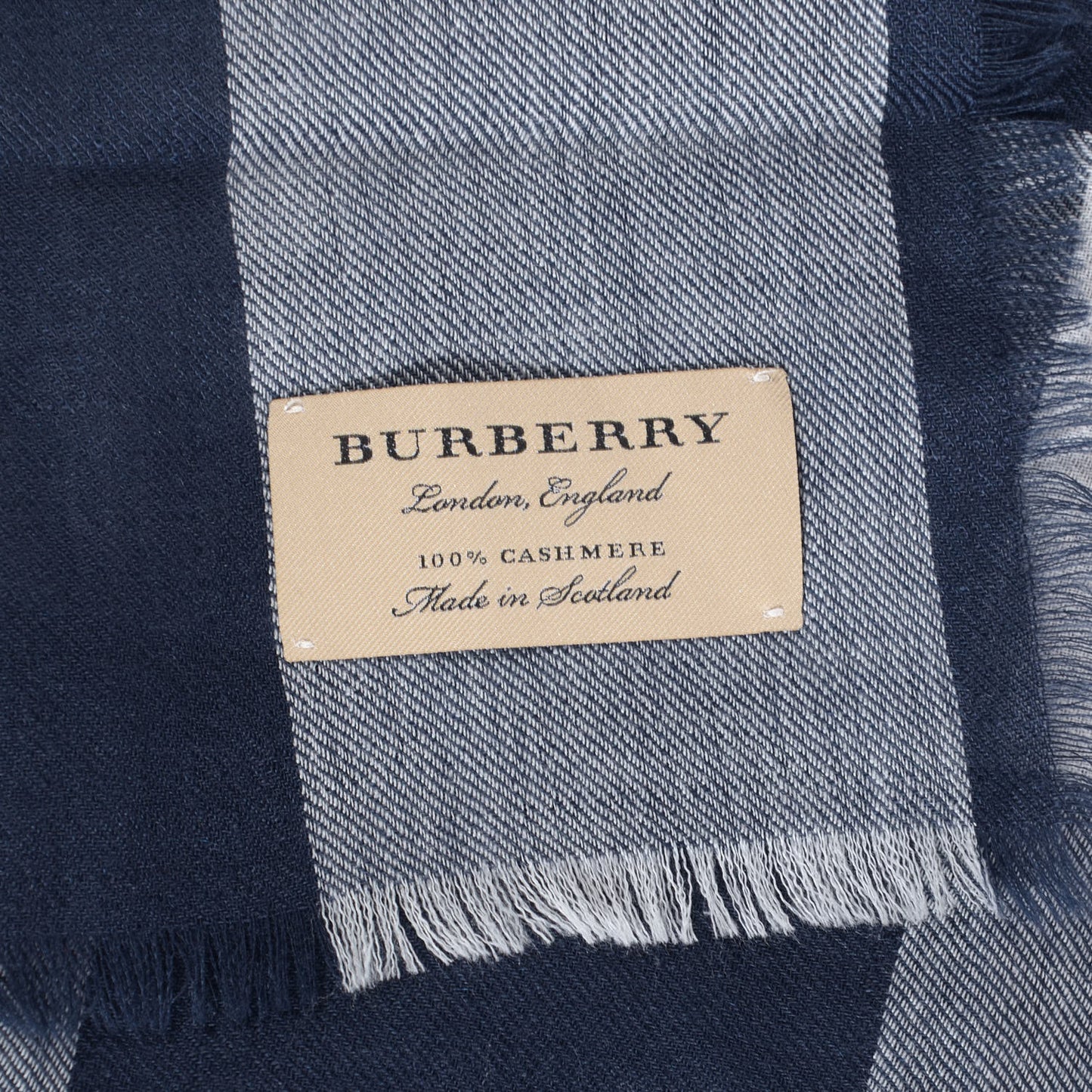 Cashmere Mega Check Lightweight Scarf Navy