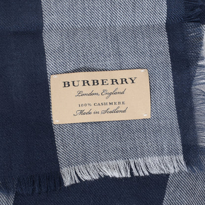 Burberry Cashmere Mega Check Lightweight Scarf Navy 4 of 5