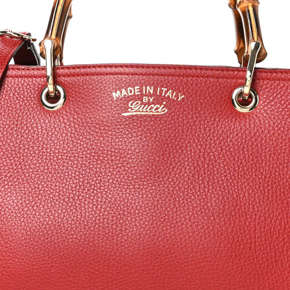 Gucci Pebbled Calfskin Medium Bamboo Shopper Tote Red 8 of 10