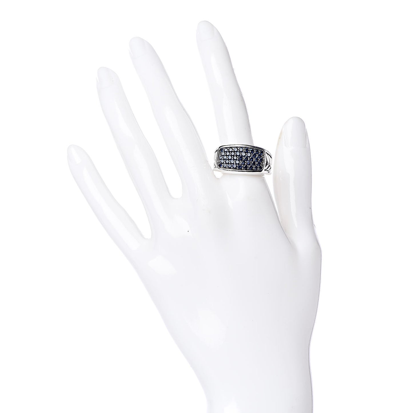Sterling Silver Blue Sapphire Chevron Signet Ring 58 8.5