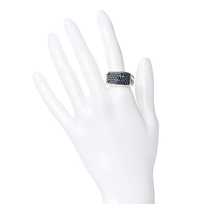 David Yurman Sterling Silver Blue Sapphire Chevron Signet Ring 58 8.5 2 of 5