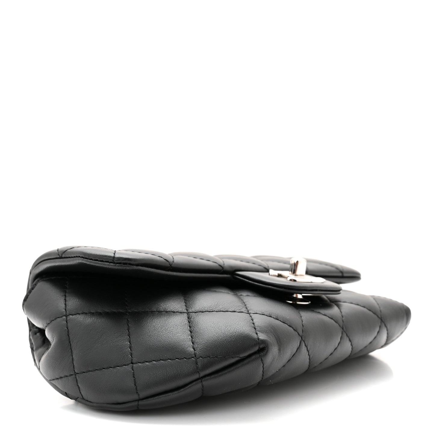 Calfskin Quilted CC Uniform Flap Belt Bag Black