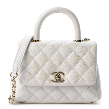 Chanel Iridescent Caviar Quilted Extra Mini Coco Handle Flap Ivory 1 of 10
