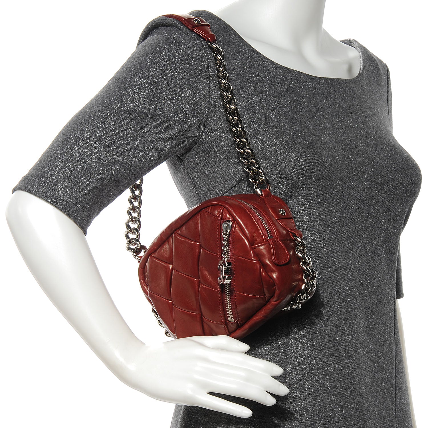 Chanel Lambskin Bubble Quilt Small Camera Case Red 2 of 7