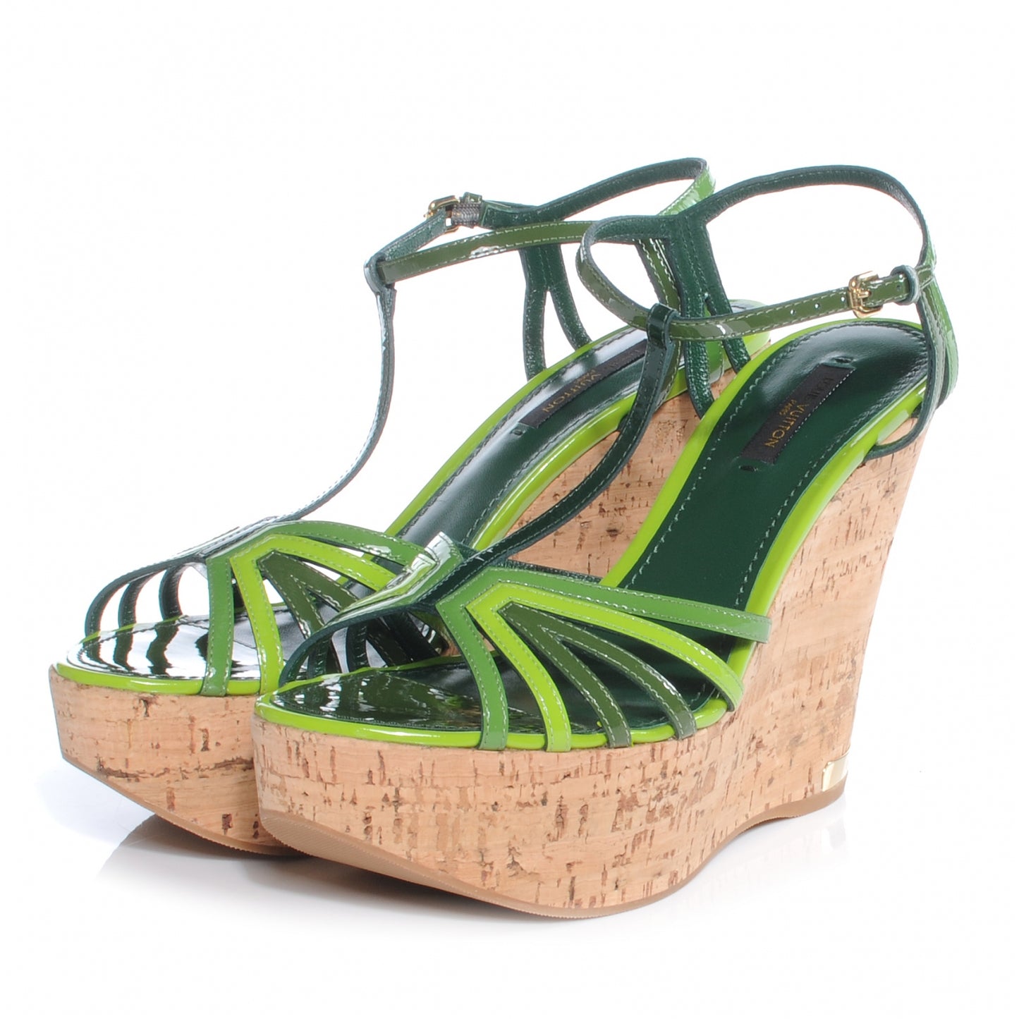 Patent Cork Summertime Wedges 37.5 Green