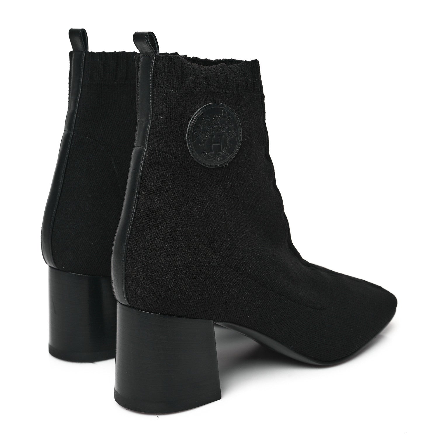 Hermes Knit Calfskin Jenna 60 Ankle Boots 41 Black 4 of 8