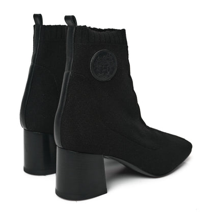 Hermes Knit Calfskin Jenna 60 Ankle Boots 41 Black 4 of 8