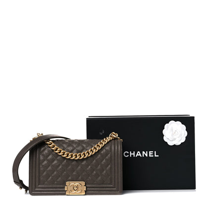 Chanel Caviar Quilted Medium Boy Flap Khaki 18 of 18