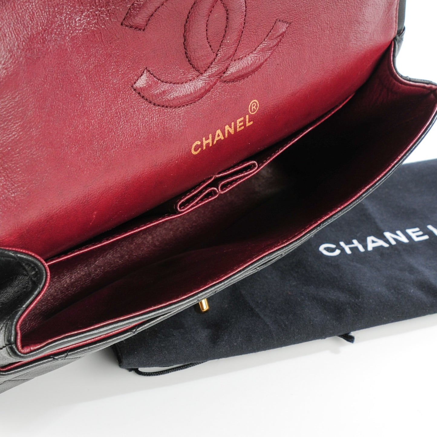 Lambskin Quilted Medium Double Flap Black